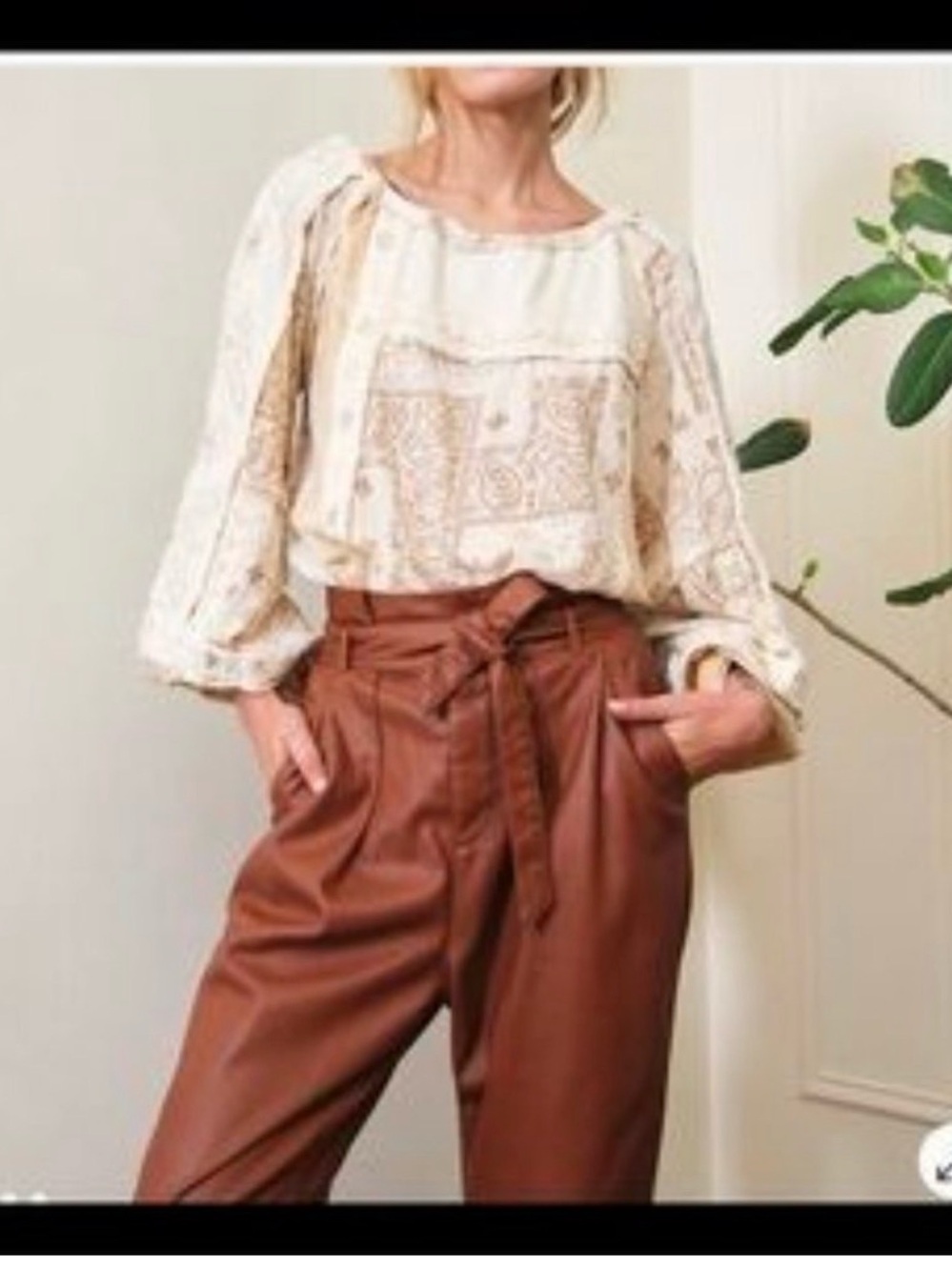 Free People Faux Leather Paper Bag Trousers